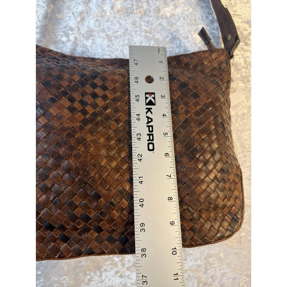 Wilsons Leather Brown Woven Leather Hobo Shoulder Bag Purse Boho NWT